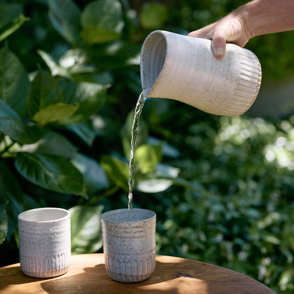 handmade ceramic carafe from sustainably sourced clay